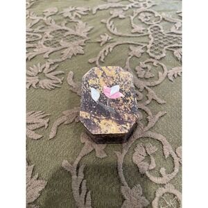 Handmade Sm Stone Inlay Trinket Box India floral Inlay Lid Stone Marble Shell